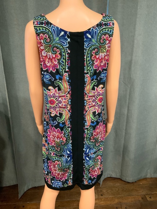Nicole Miller Black Shift Dress with Multicolor Floral Paisley Print - Picture 3 of 3